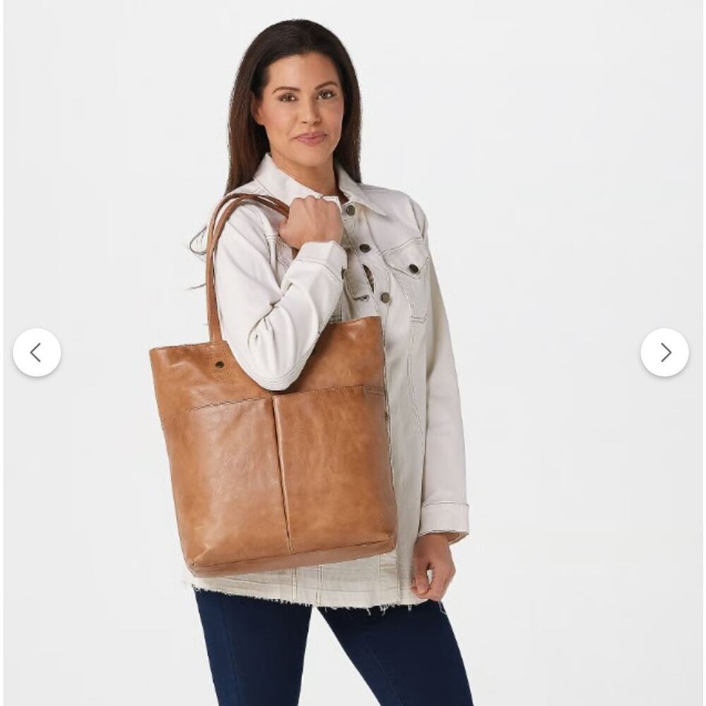 Frye Brown and Tan Leather Tote Bag with Classic Design - Picture 2 of 10